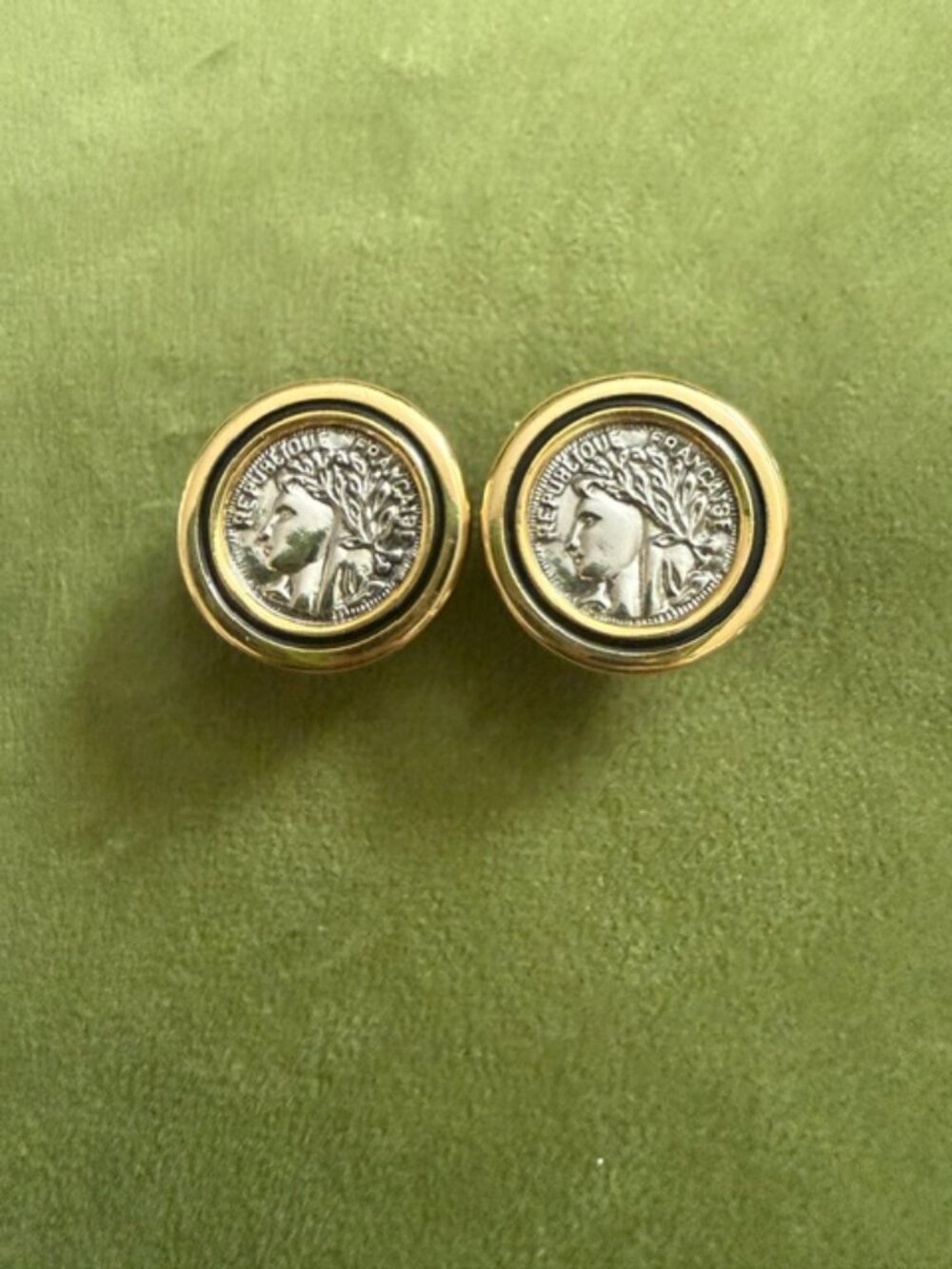 Vintage French Republic Francaise Republique Coin Earings